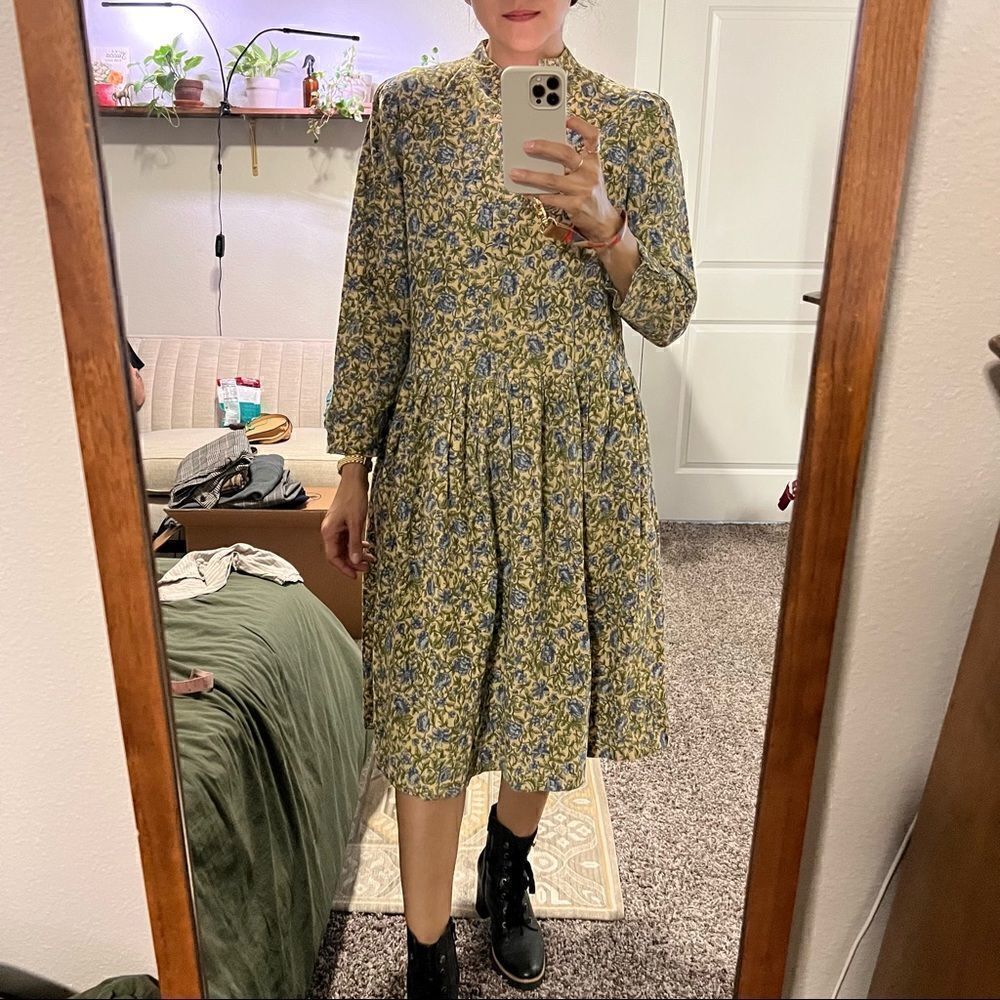 VINTAGE J. Jill Corduroy Floral Button Front Dress - Picture 3 of 14